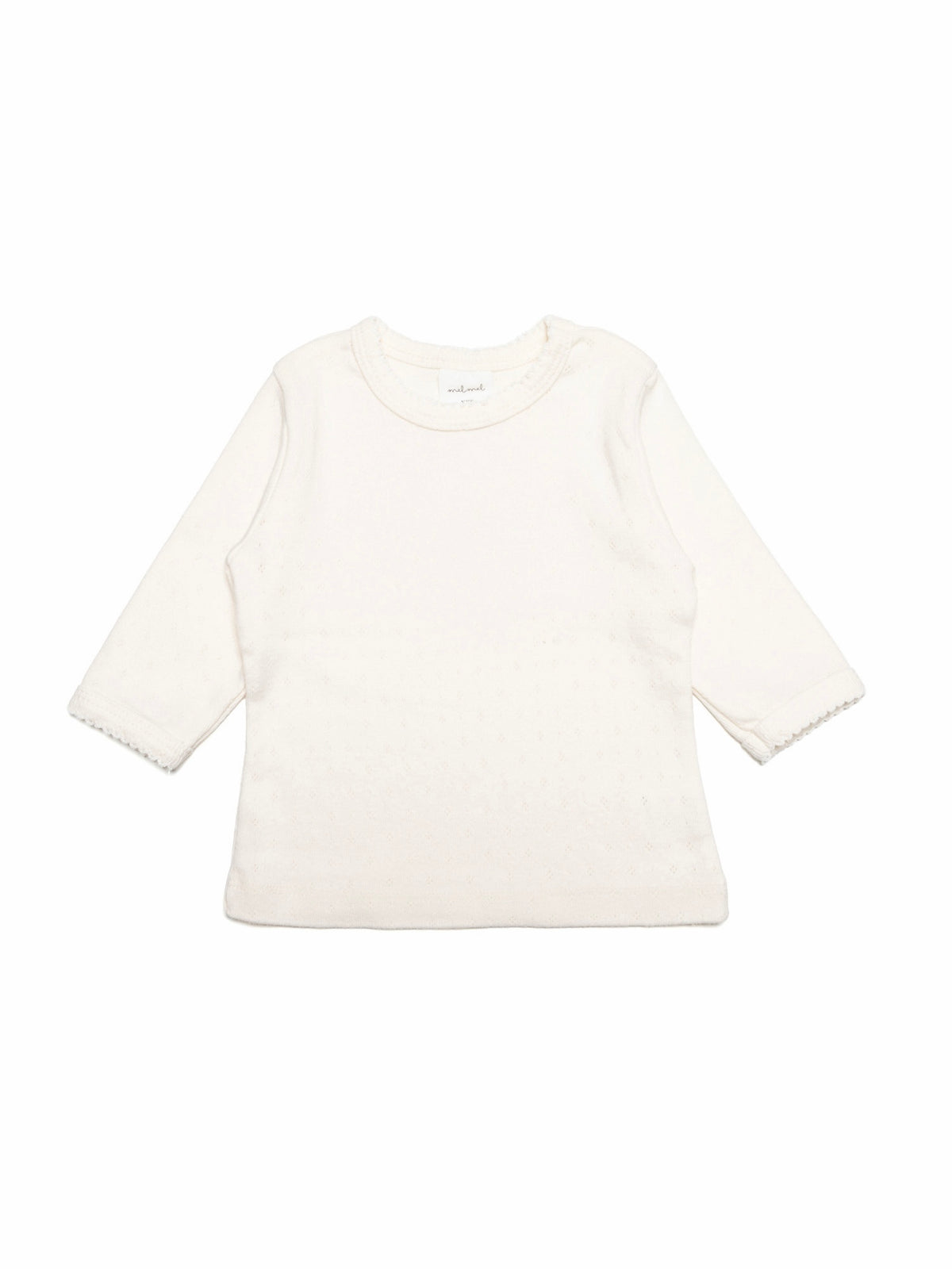 Pointelle Long Sleeve Top - Ivory