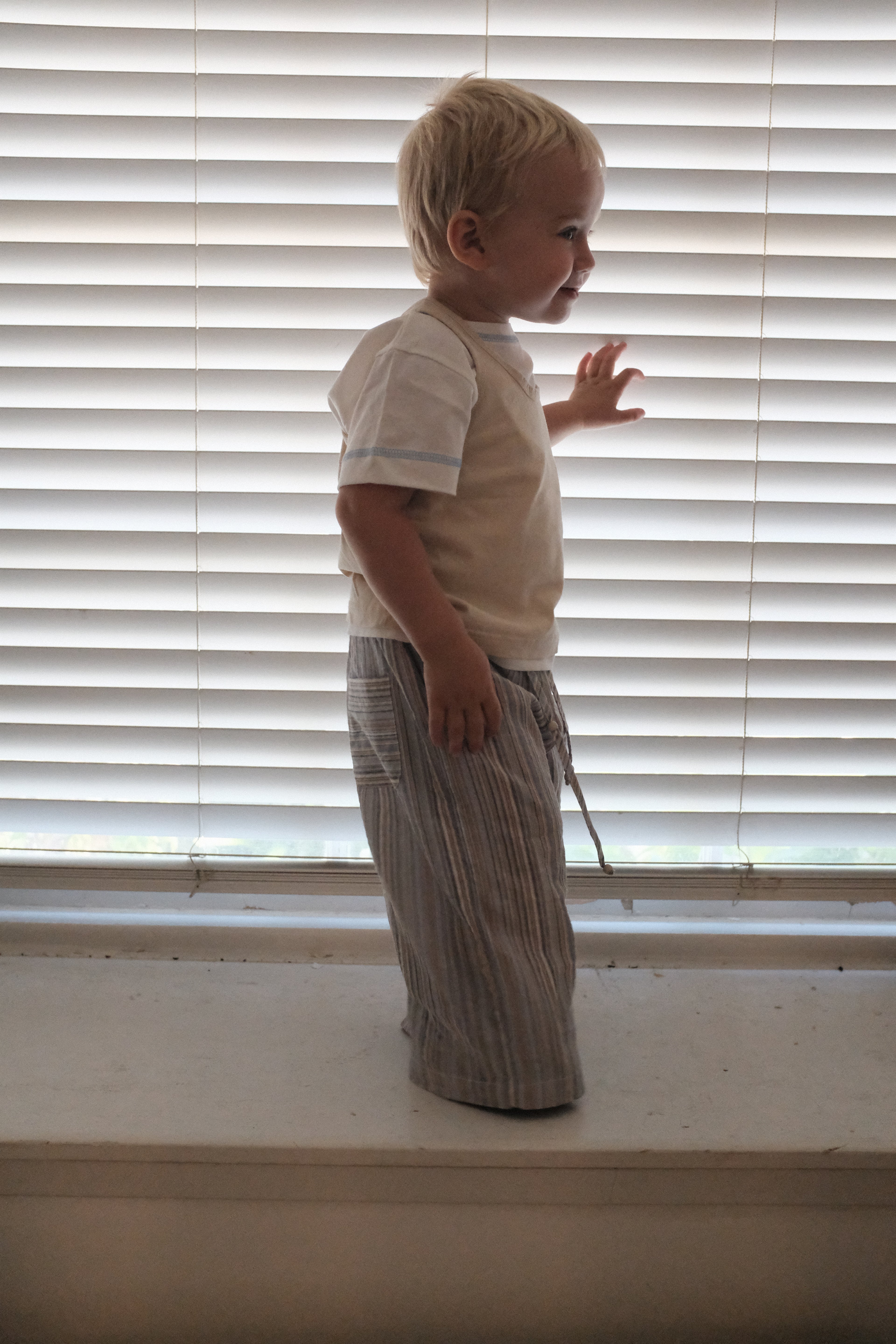 Stripe Summer Wide Pants - Sky