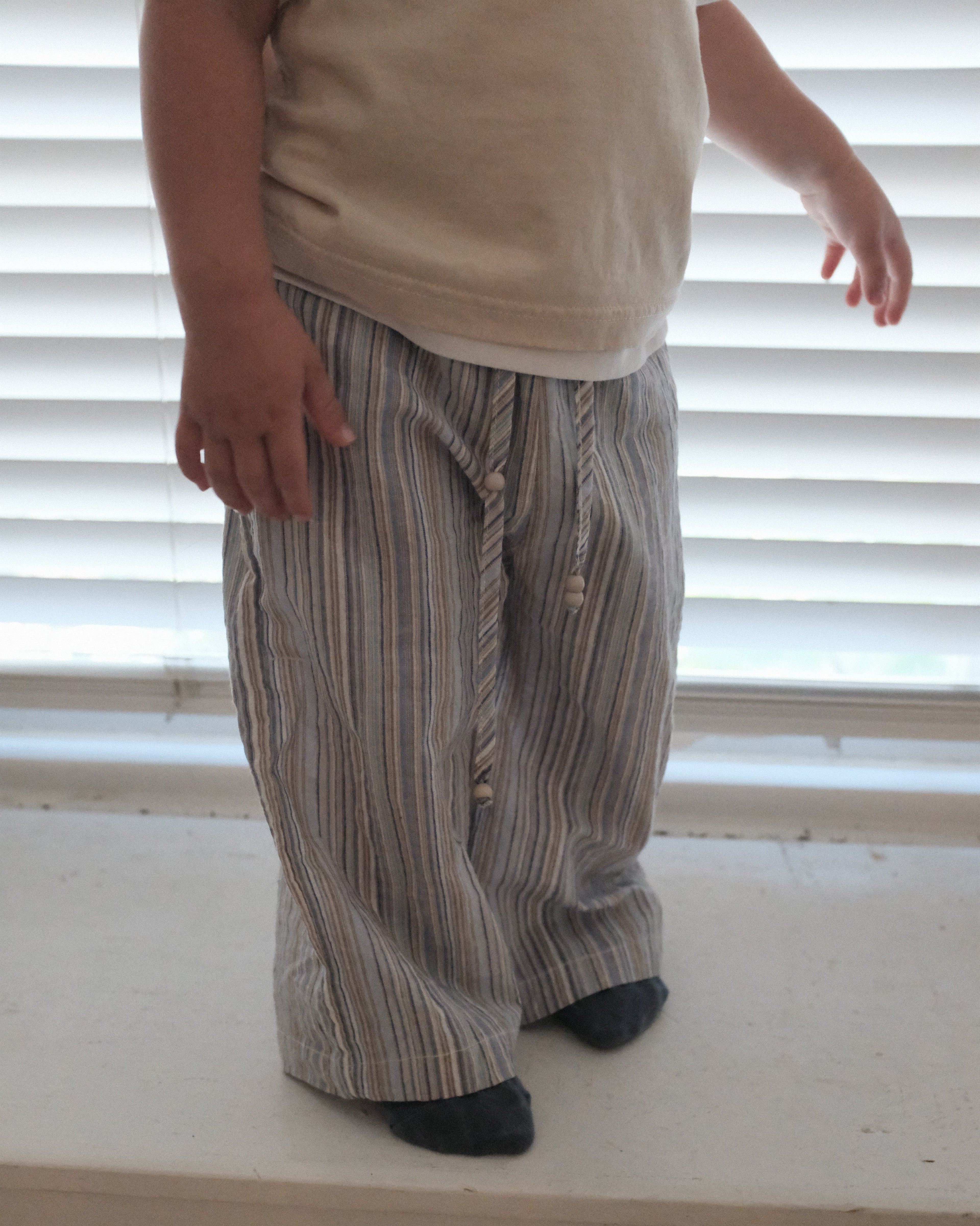 Stripe Summer Wide Pants - Sky