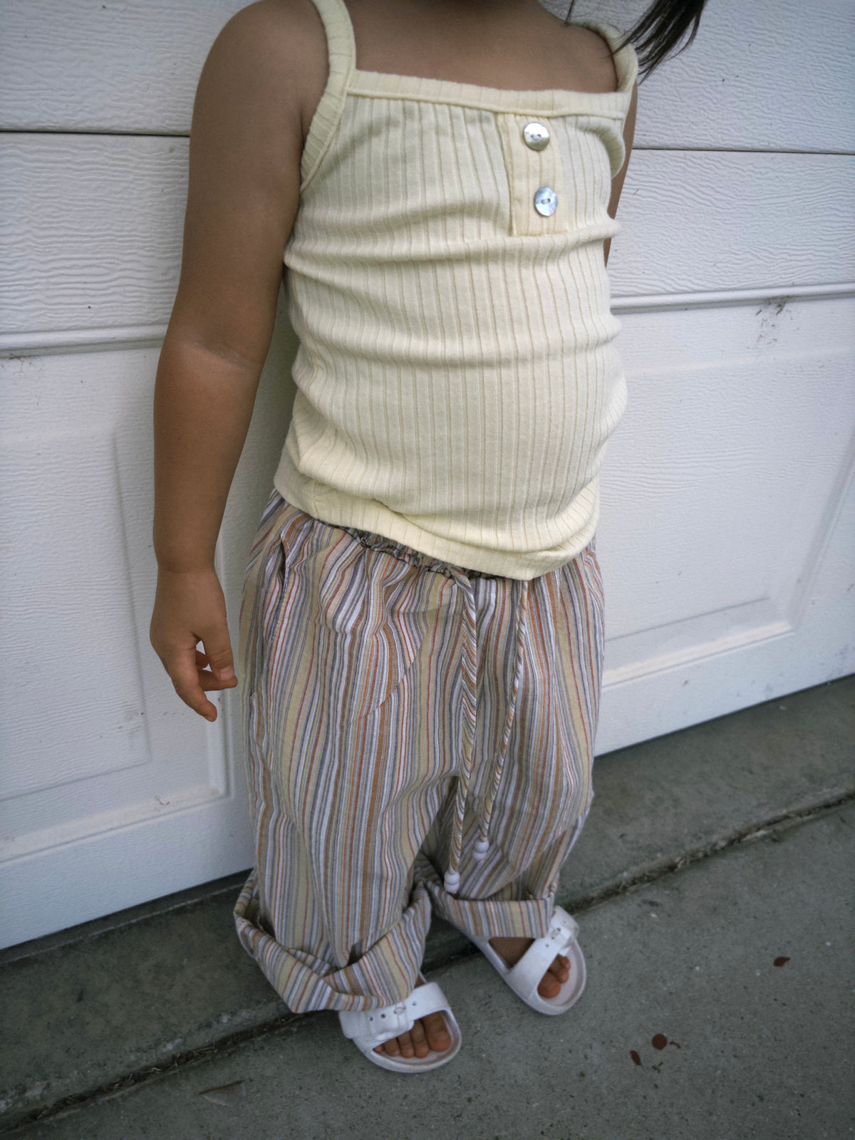 Stripe Summer Wide Pants - Orange